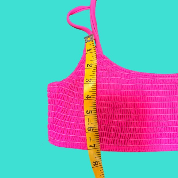 💗 SHEIN Hot Pink Smocked High-Waisted Bikini Set – Size M - Picture 4 of 7